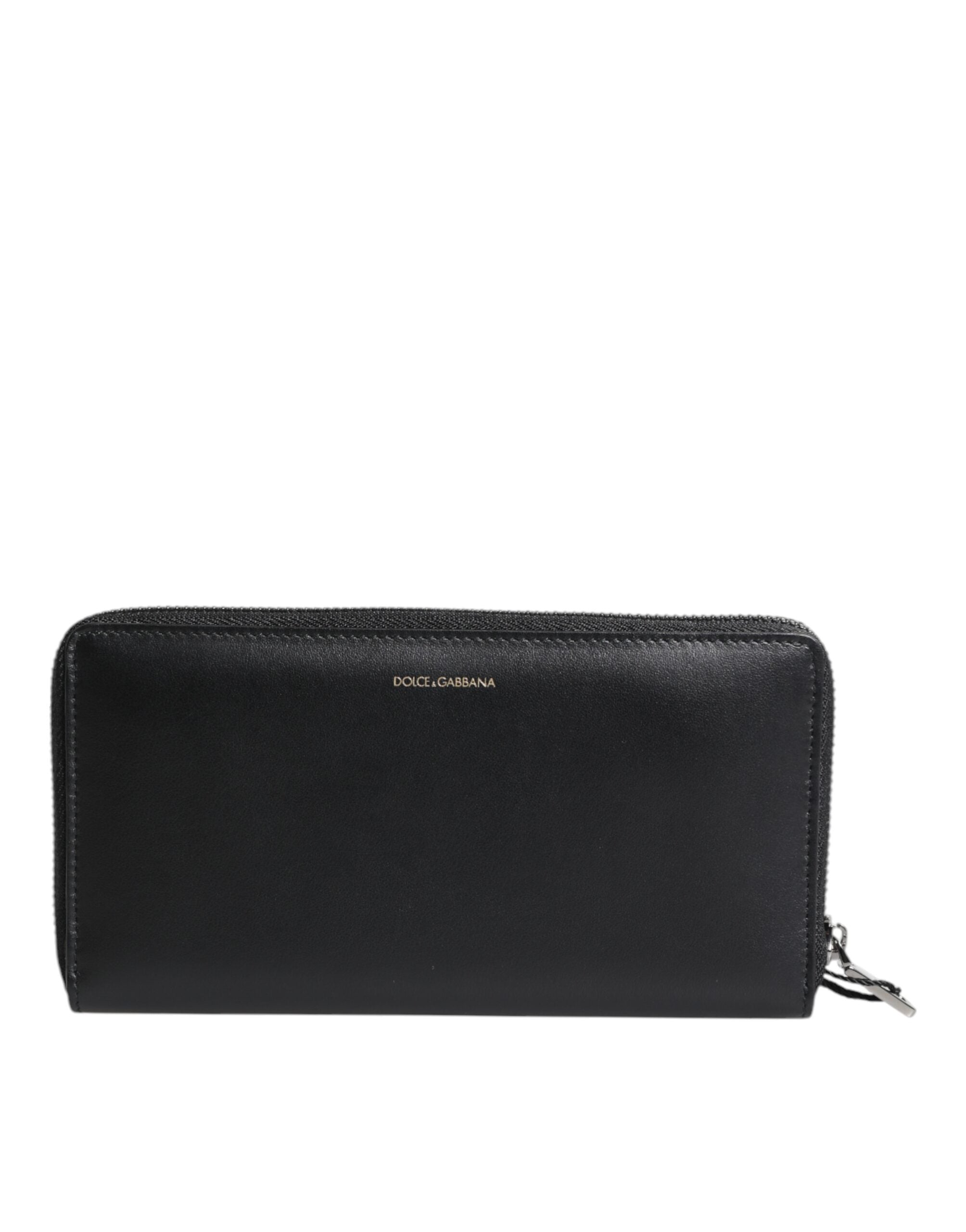 Dolce &amp; Gabbana Black Blue Exotic Leather Embossed Continental Wallet