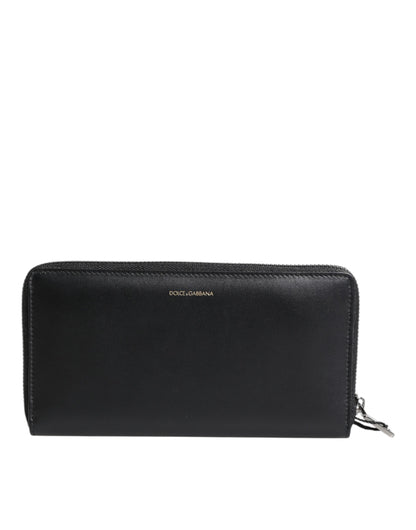 Dolce &amp; Gabbana Black Blue Exotic Leather Embossed Continental Wallet