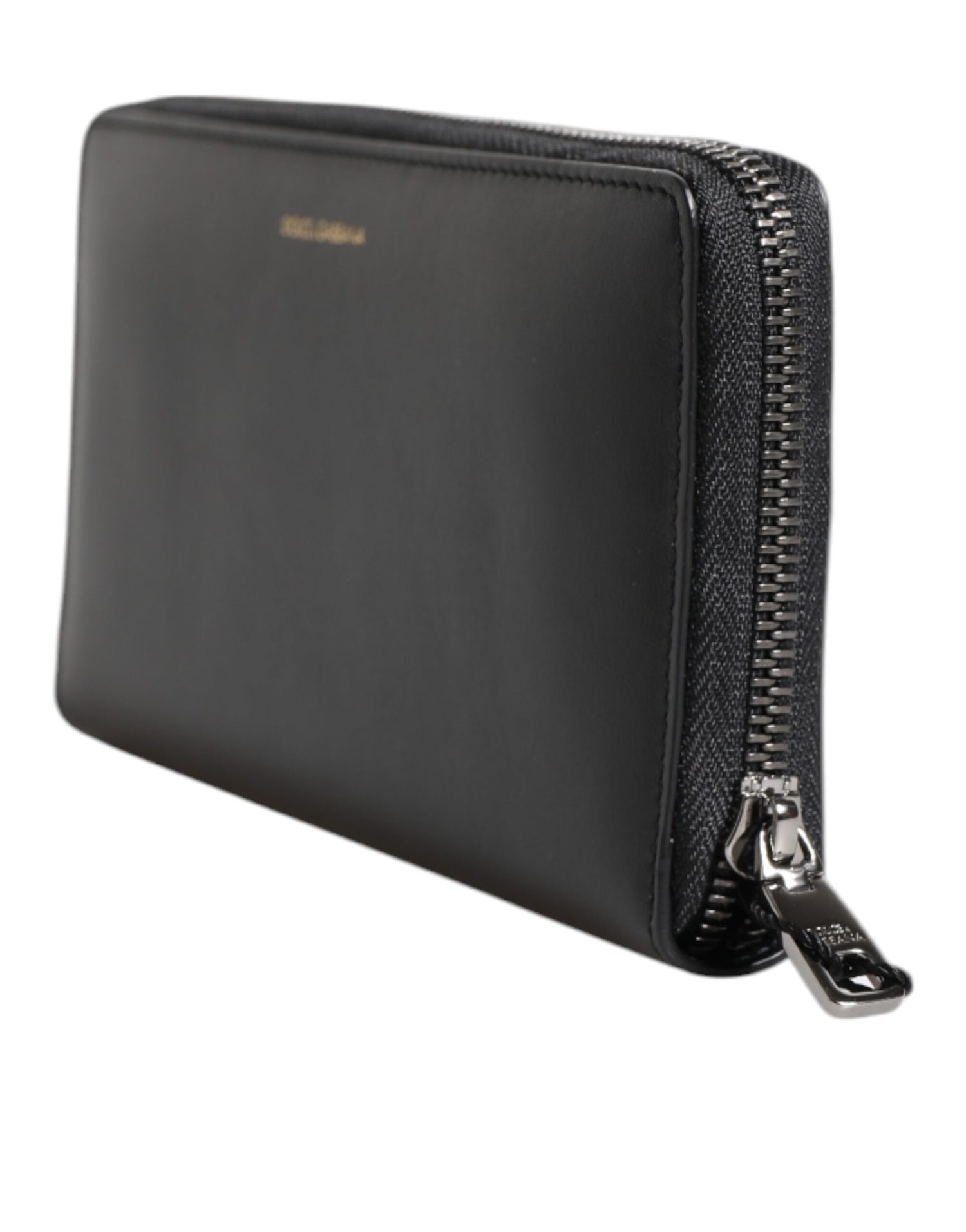 Dolce &amp; Gabbana Black Blue Exotic Leather Embossed Continental Wallet
