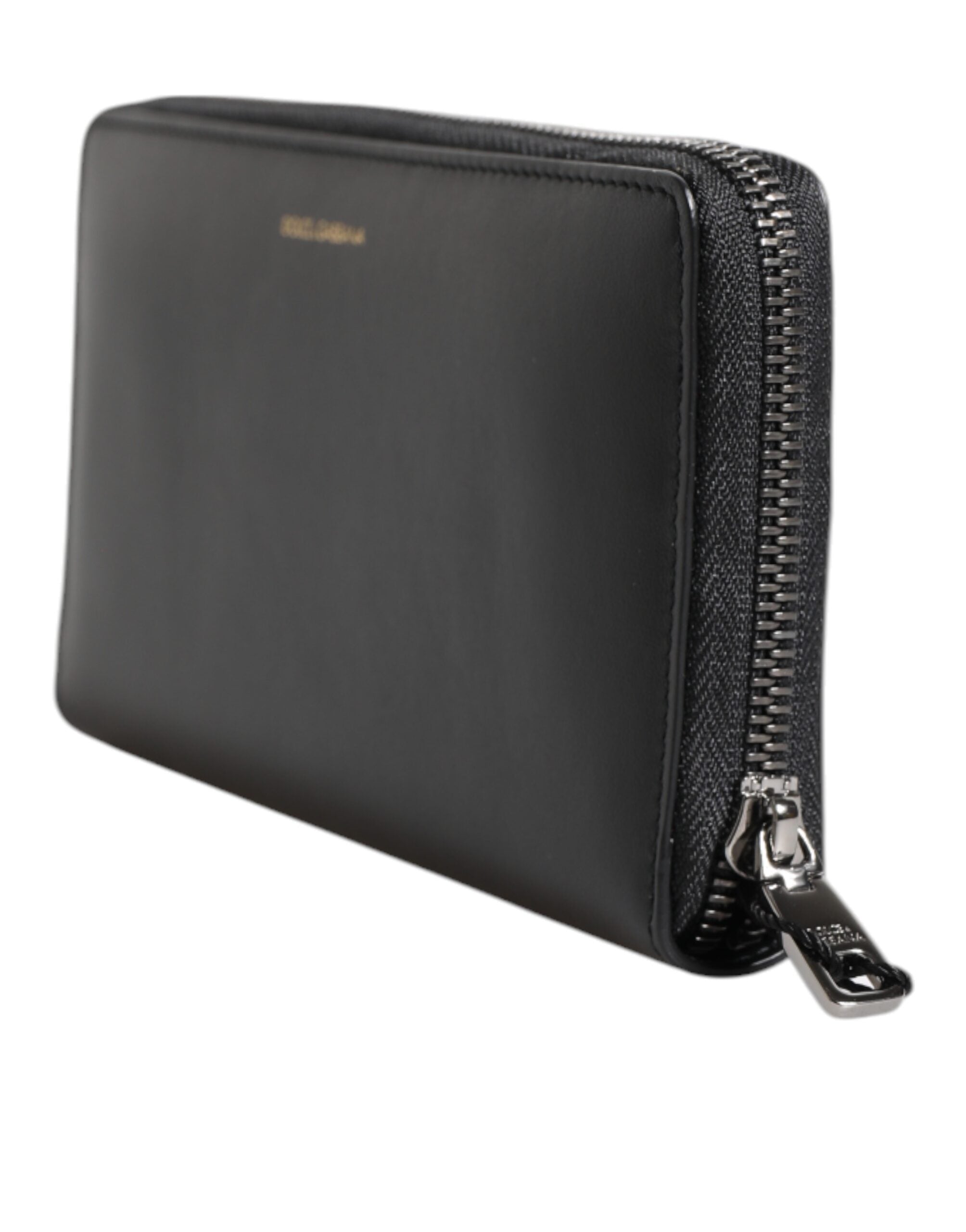 Dolce &amp; Gabbana Black Blue Exotic Leather Embossed Continental Wallet