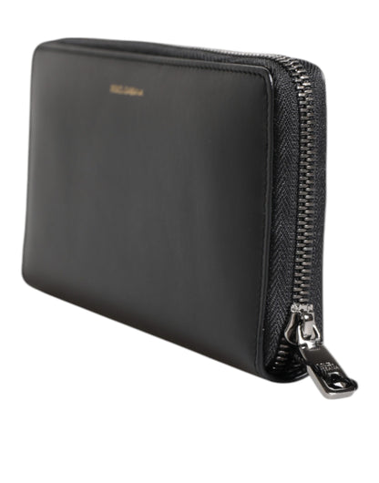 Dolce &amp; Gabbana Black Blue Exotic Leather Embossed Continental Wallet