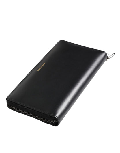Dolce &amp; Gabbana Black Blue Exotic Leather Embossed Continental Wallet