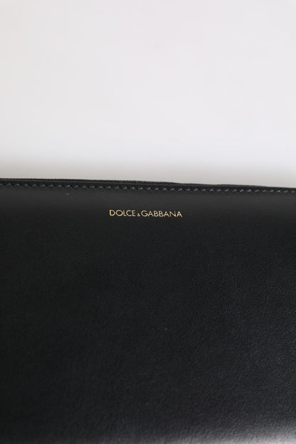Dolce &amp; Gabbana Black Blue Exotic Leather Embossed Continental Wallet