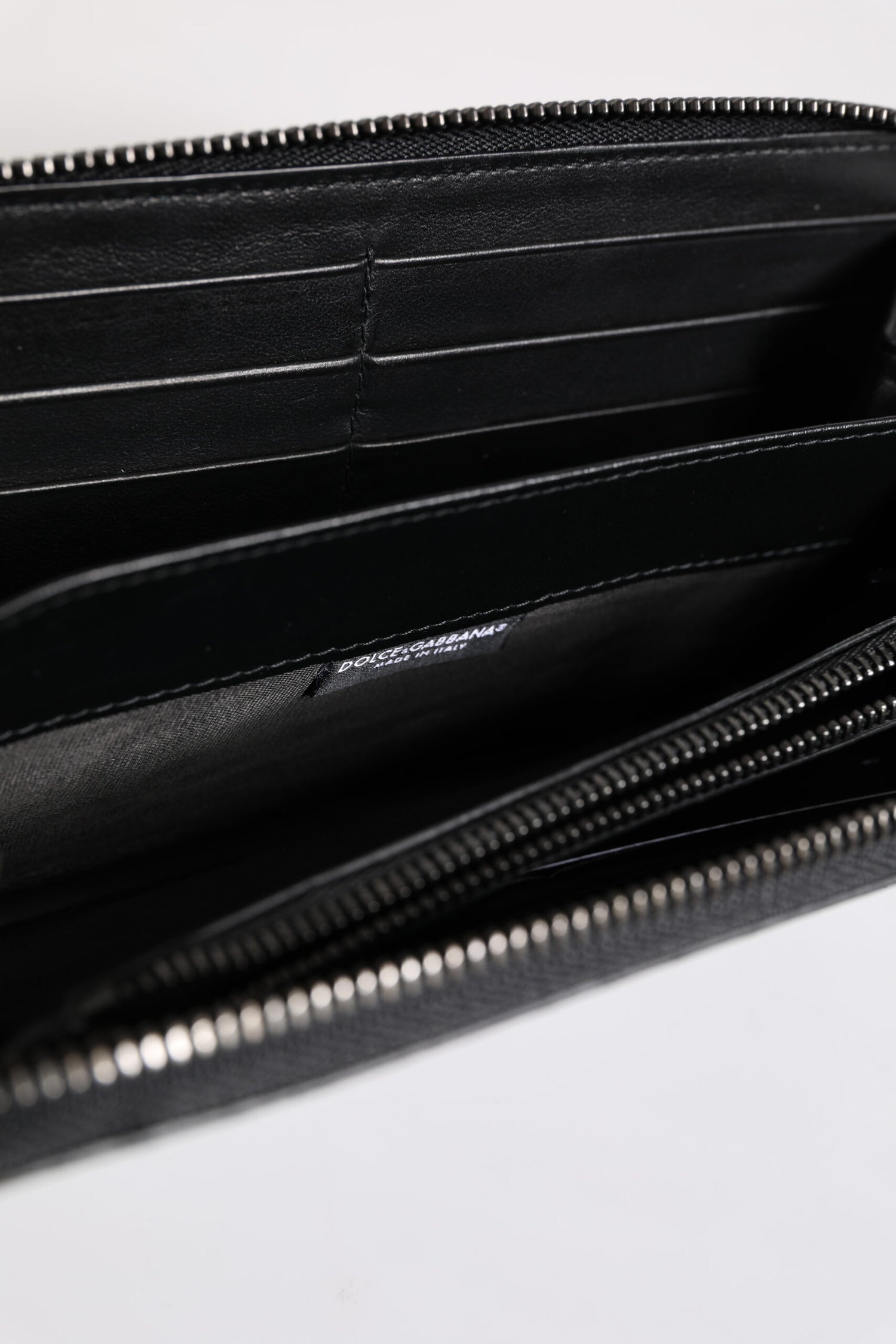 Dolce &amp; Gabbana Black Blue Exotic Leather Embossed Continental Wallet