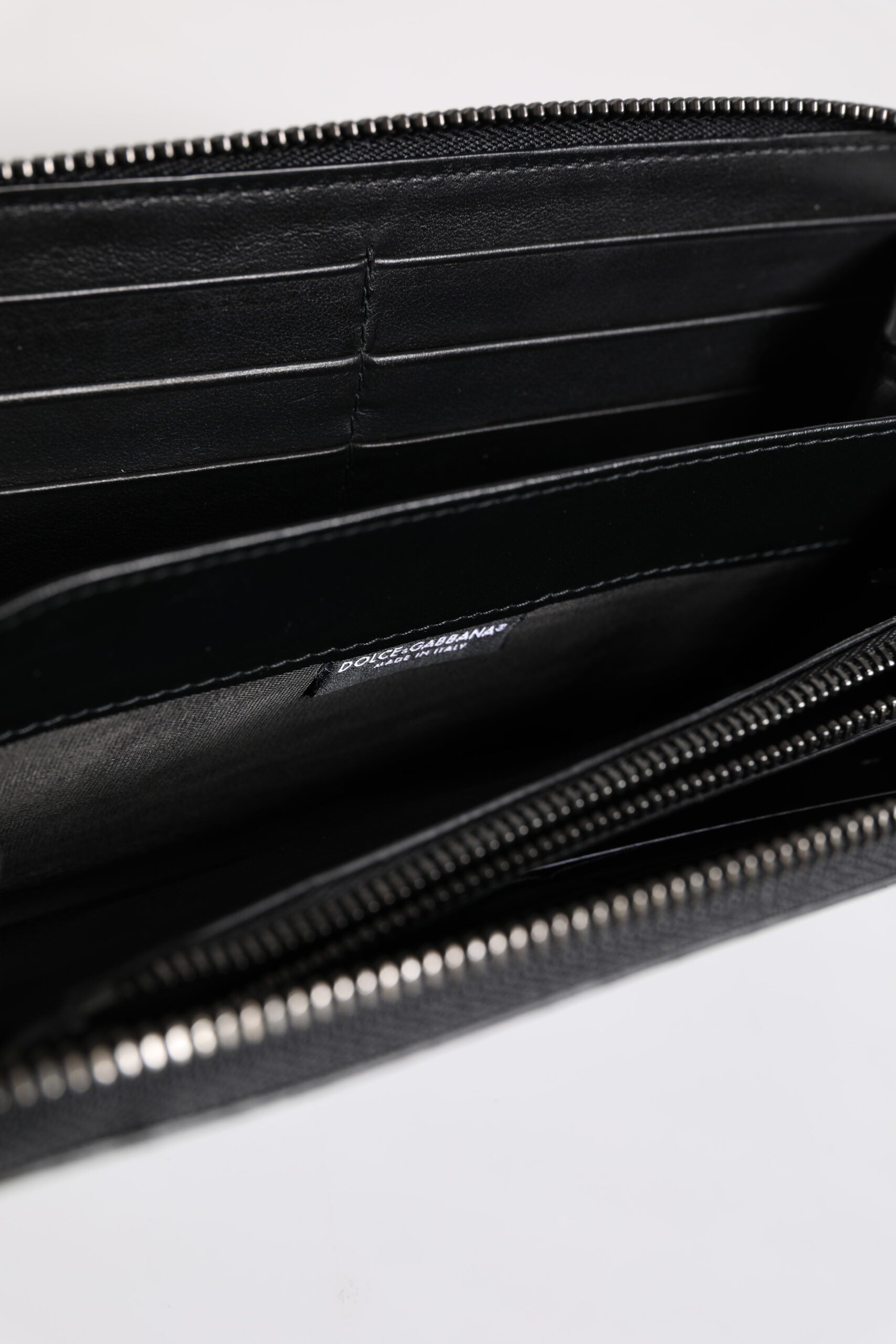 Dolce &amp; Gabbana Black Blue Exotic Leather Embossed Continental Wallet