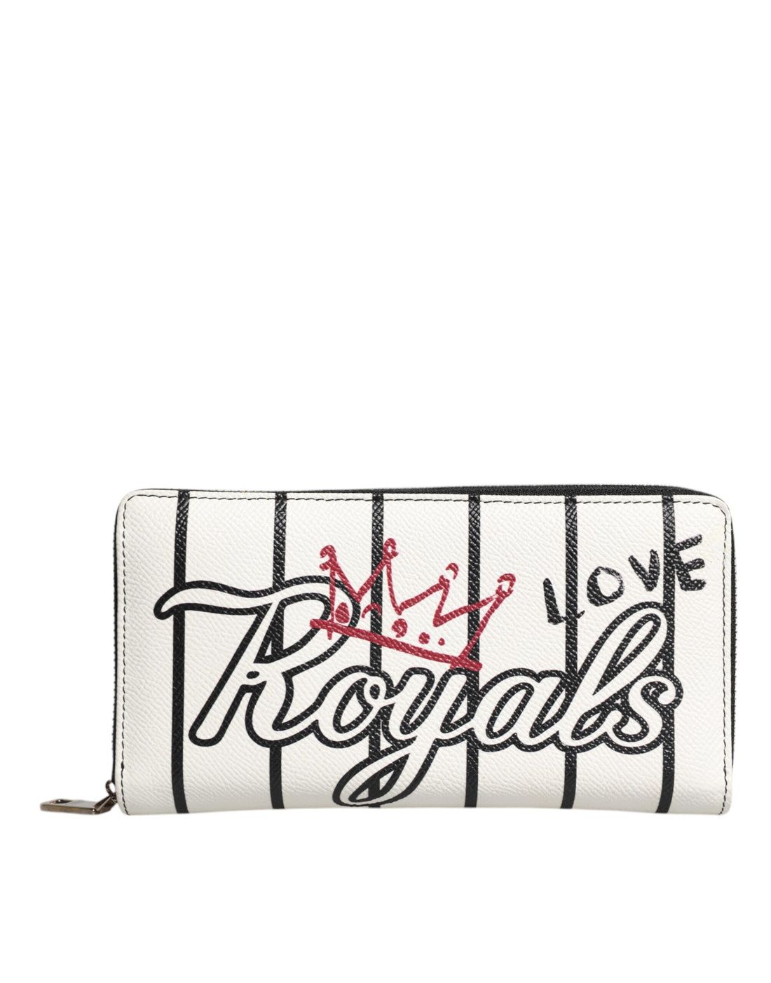 Dolce &amp; Gabbana White Leather DG Crown Royals Continental Zip Around Wallet