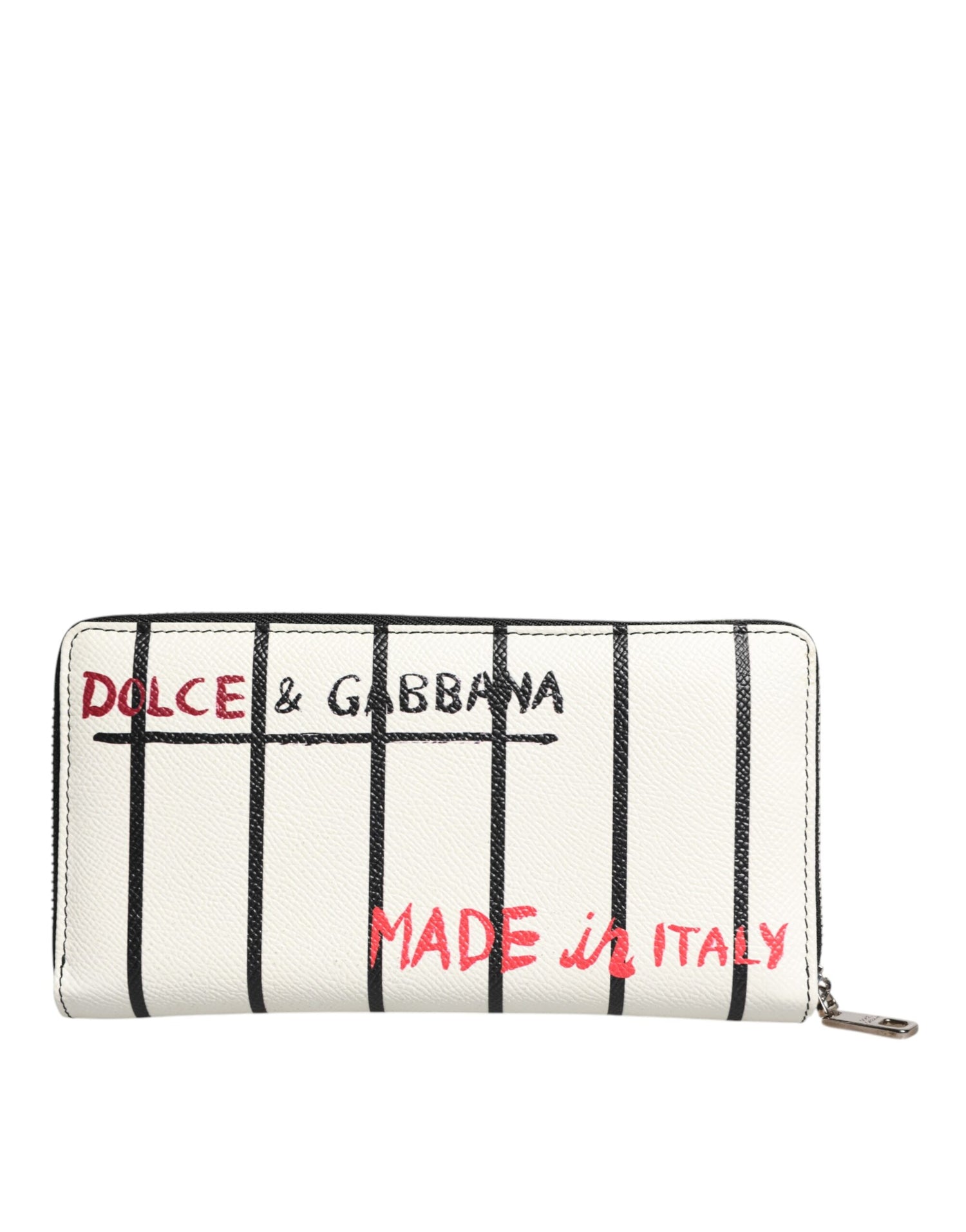 Dolce &amp; Gabbana White Leather DG Crown Royals Continental Zip Around Wallet