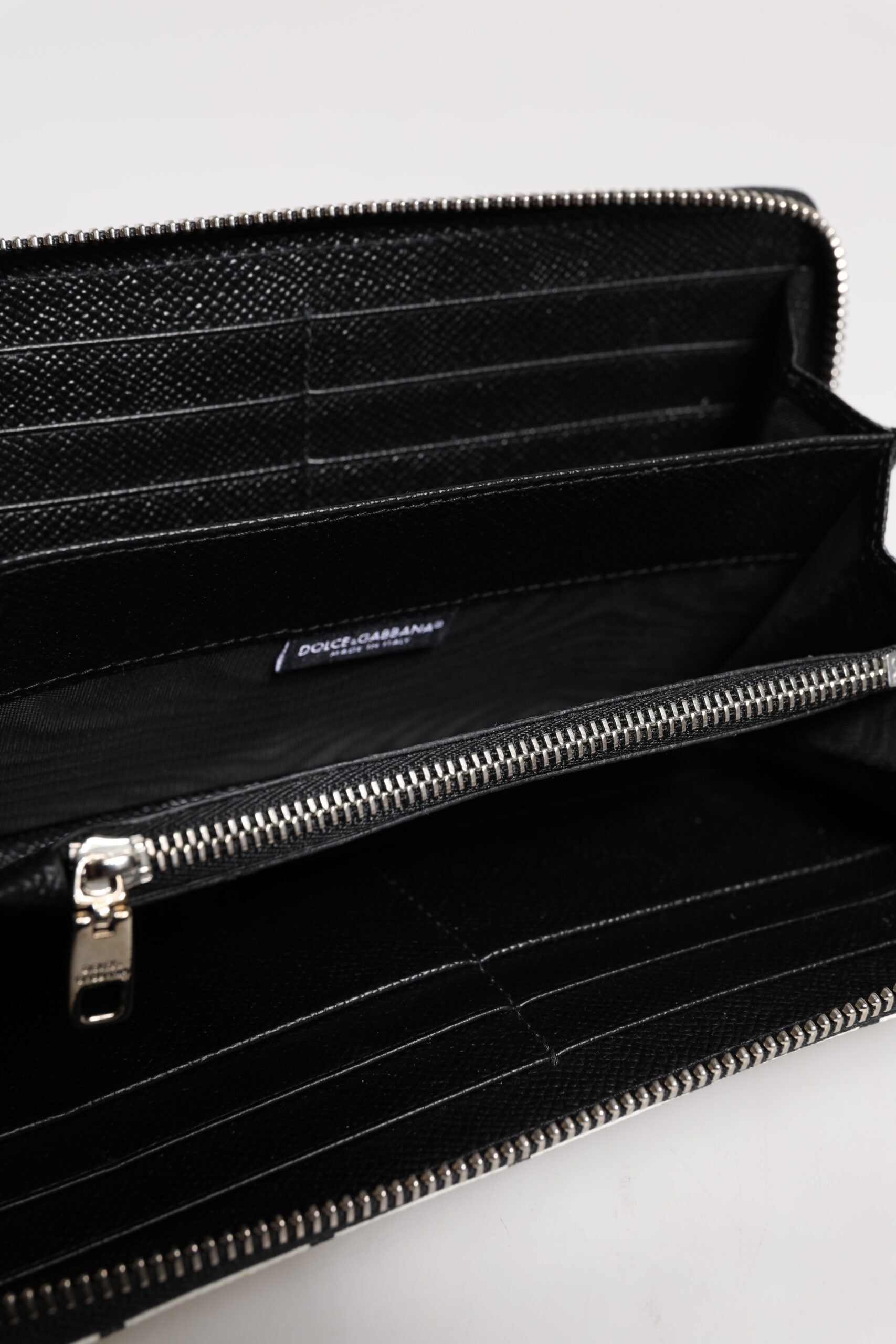 Dolce &amp; Gabbana White Leather DG Crown Royals Continental Zip Around Wallet