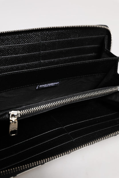 Dolce &amp; Gabbana White Leather DG Crown Royals Continental Zip Around Wallet