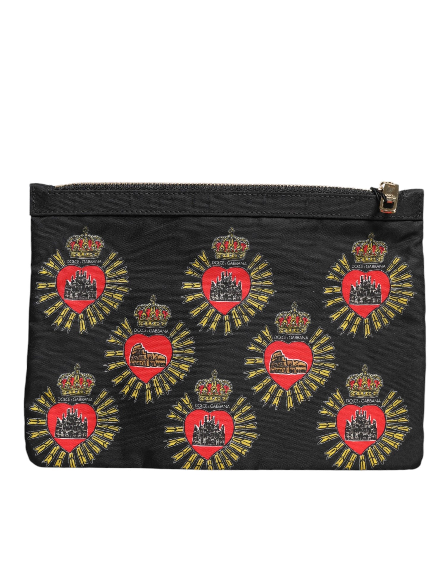 Dolce &amp; Gabbana Black Red Nylon Sacred Heart Clutch Pouch Bag