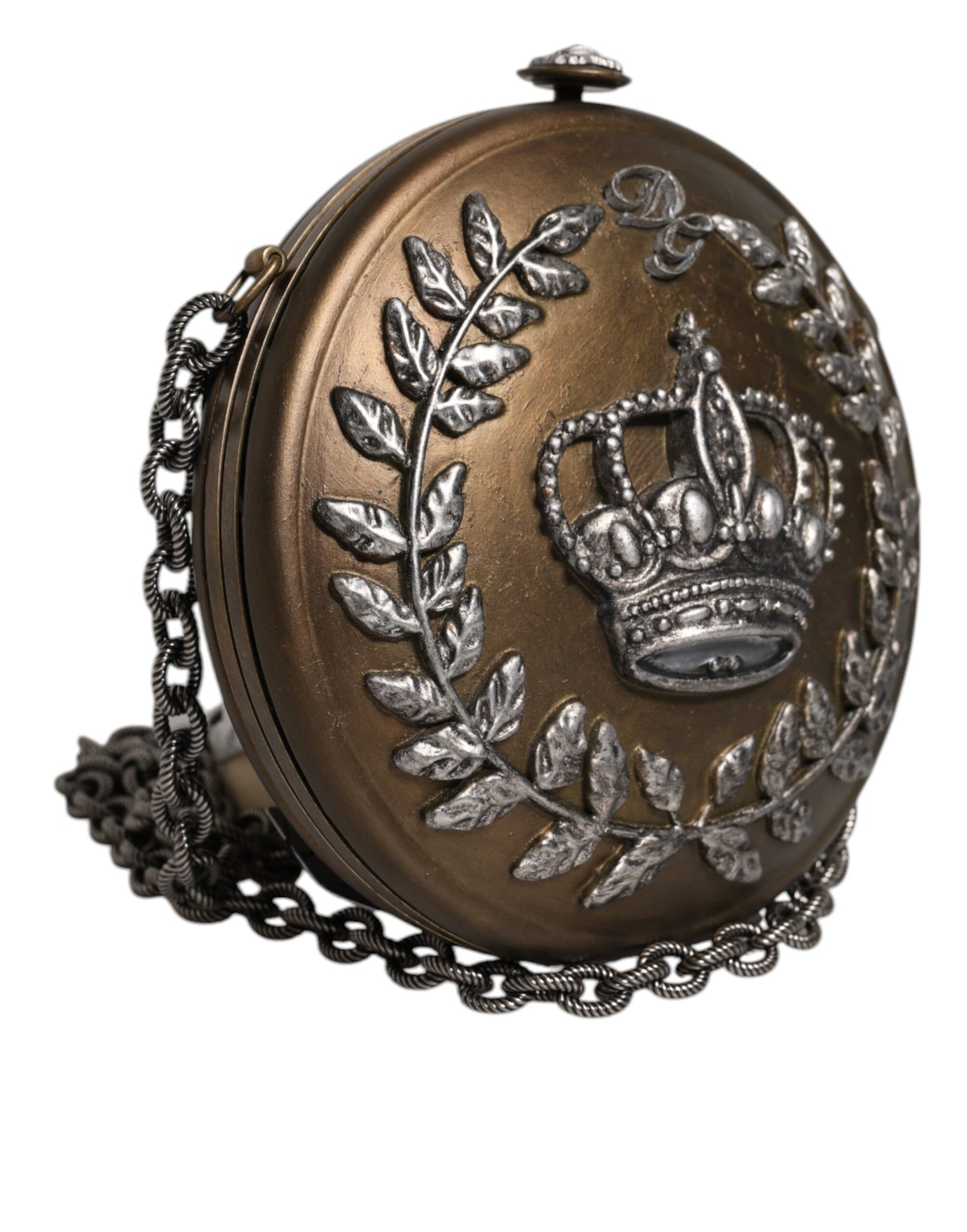Dolce &amp; Gabbana Gold Brass Metal DG Crown Clutch Crossbody Bag