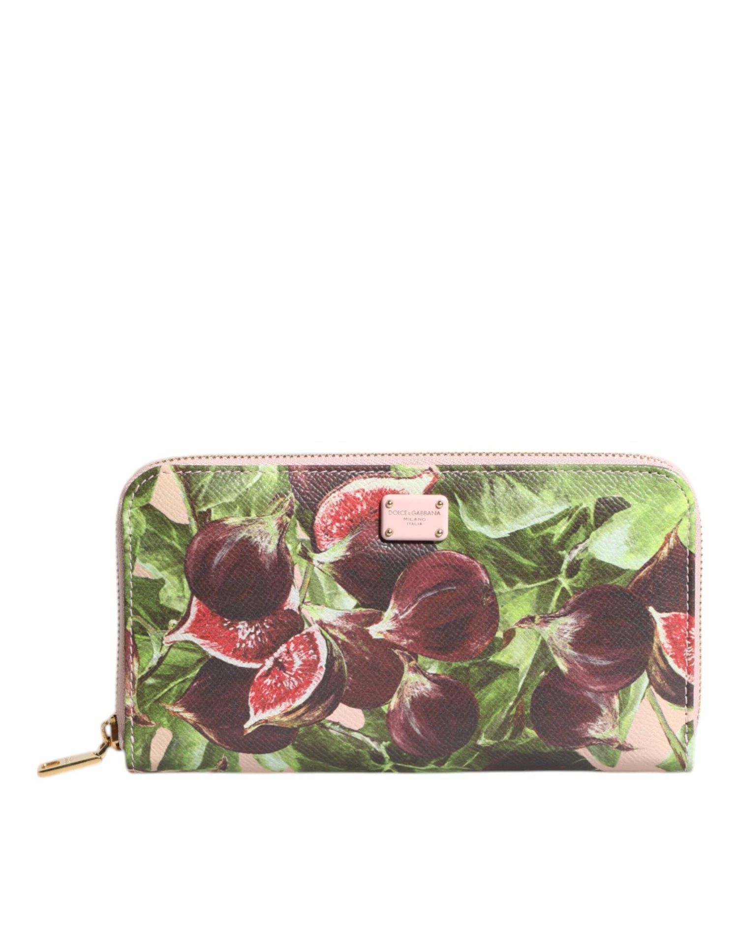Dolce &amp; Gabbana Multicolor Fig Fruit Dauphine Leather Zip Around Continental Wallet