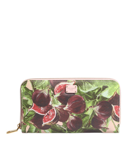 Dolce &amp; Gabbana Multicolor Fig Fruit Dauphine Leather Zip Around Continental Wallet
