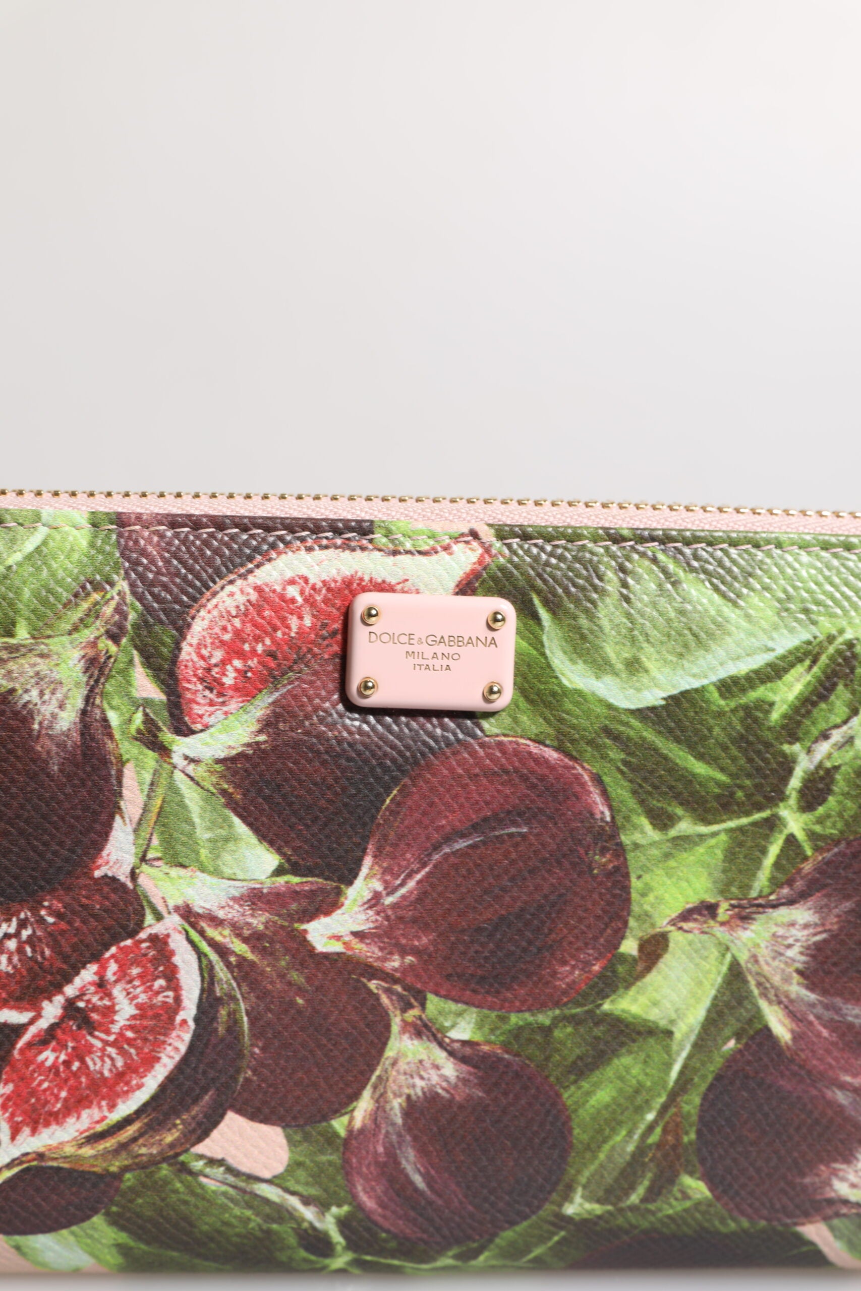 Dolce &amp; Gabbana Multicolor Fig Fruit Dauphine Leather Zip Around Continental Wallet