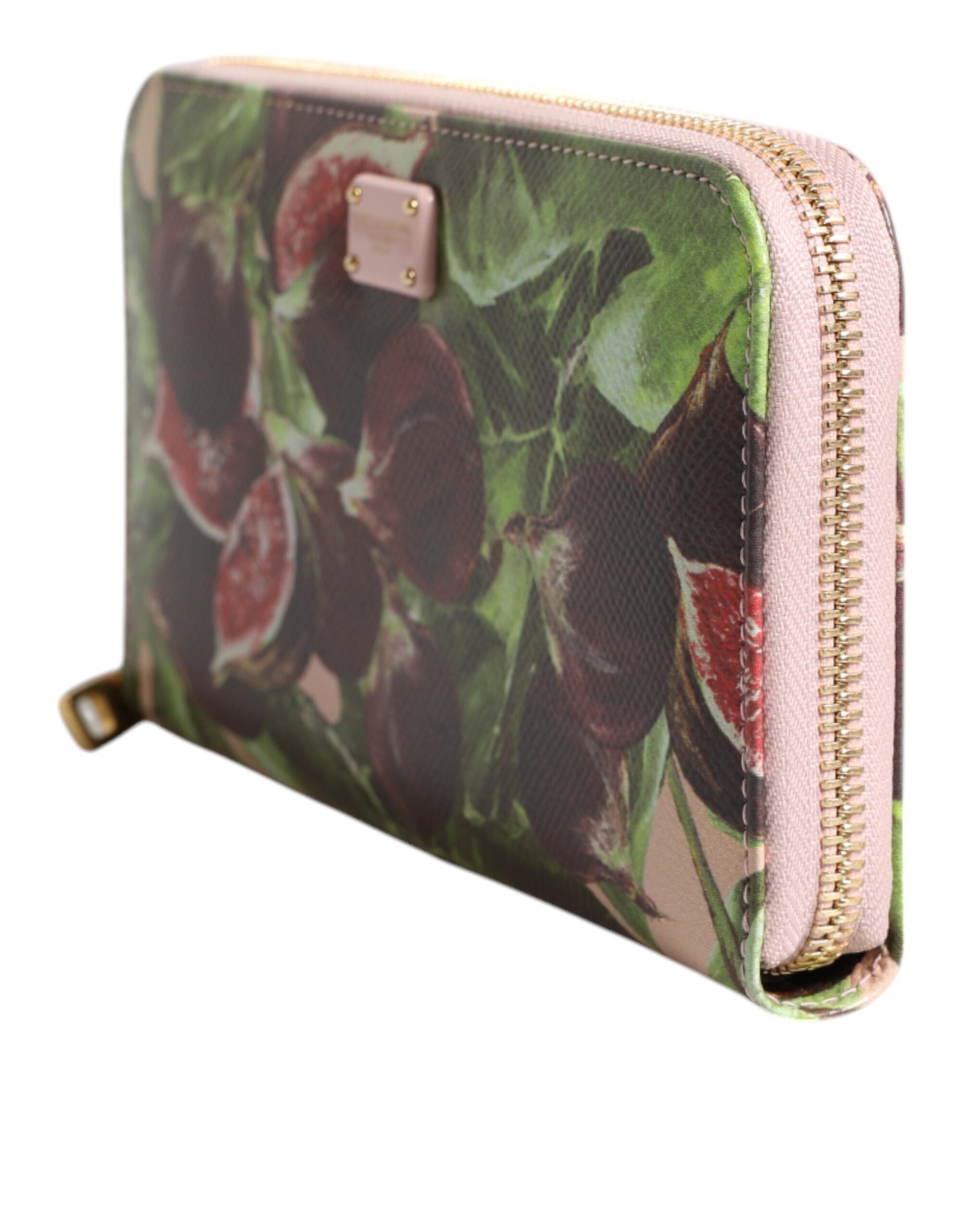 Dolce &amp; Gabbana Multicolor Fig Fruit Dauphine Leather Zip Around Continental Wallet