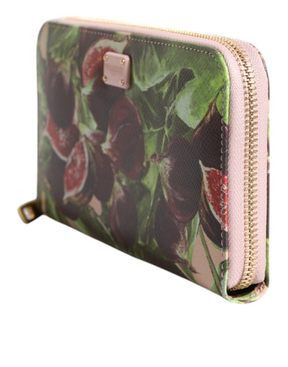 Dolce &amp; Gabbana Multicolor Fig Fruit Dauphine Leather Zip Around Continental Wallet