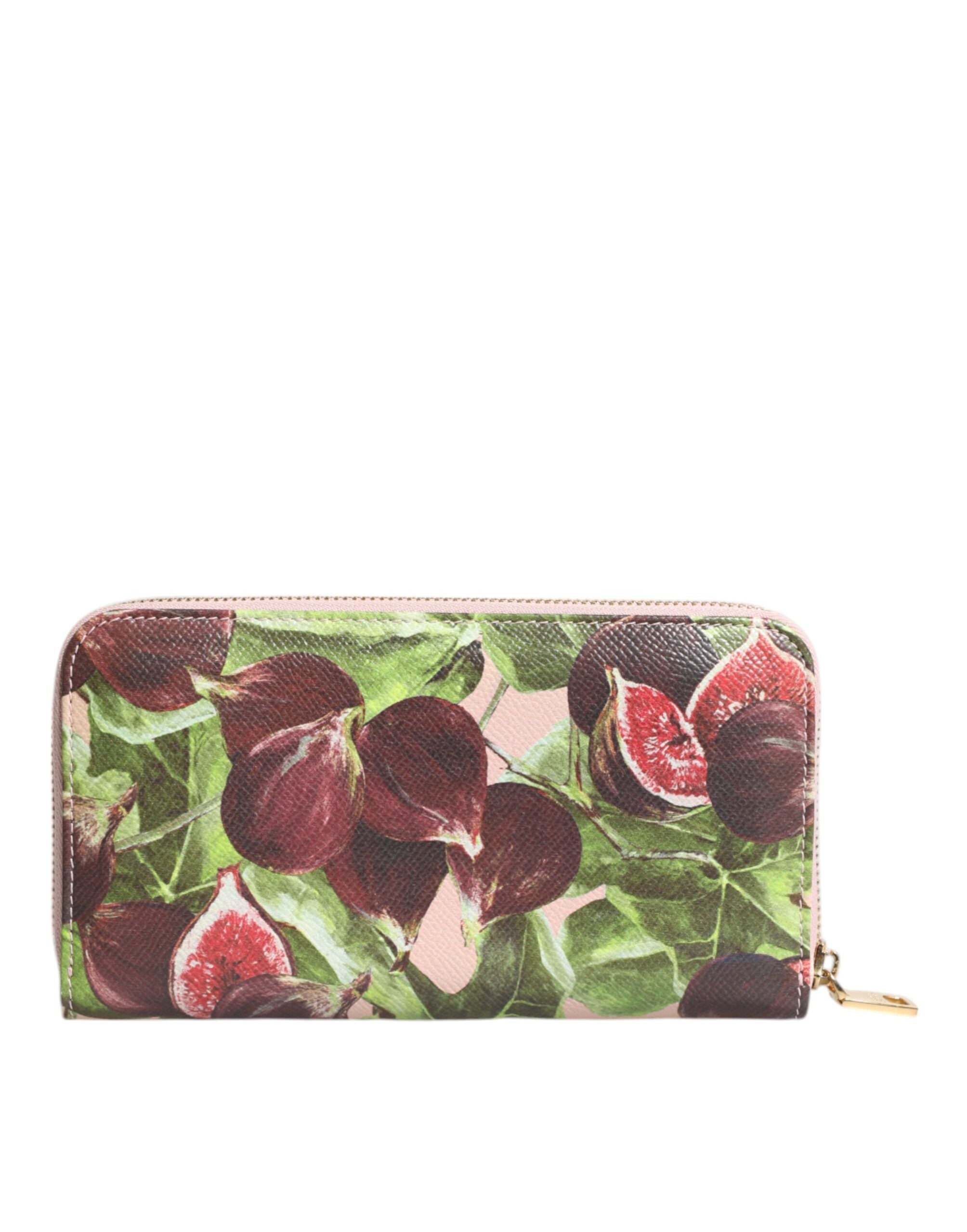 Dolce &amp; Gabbana Multicolor Fig Fruit Dauphine Leather Zip Around Continental Wallet