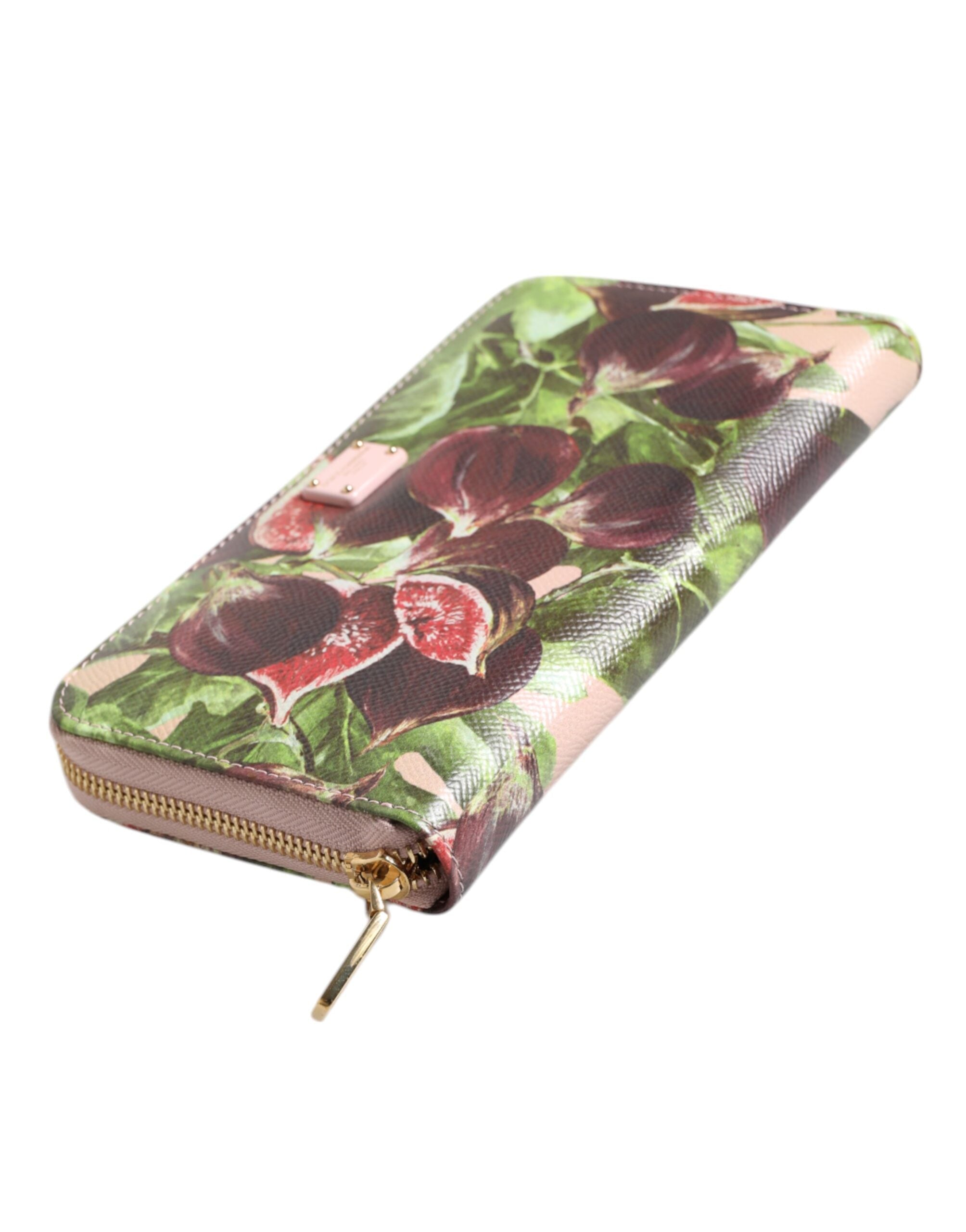 Dolce &amp; Gabbana Multicolor Fig Fruit Dauphine Leather Zip Around Continental Wallet