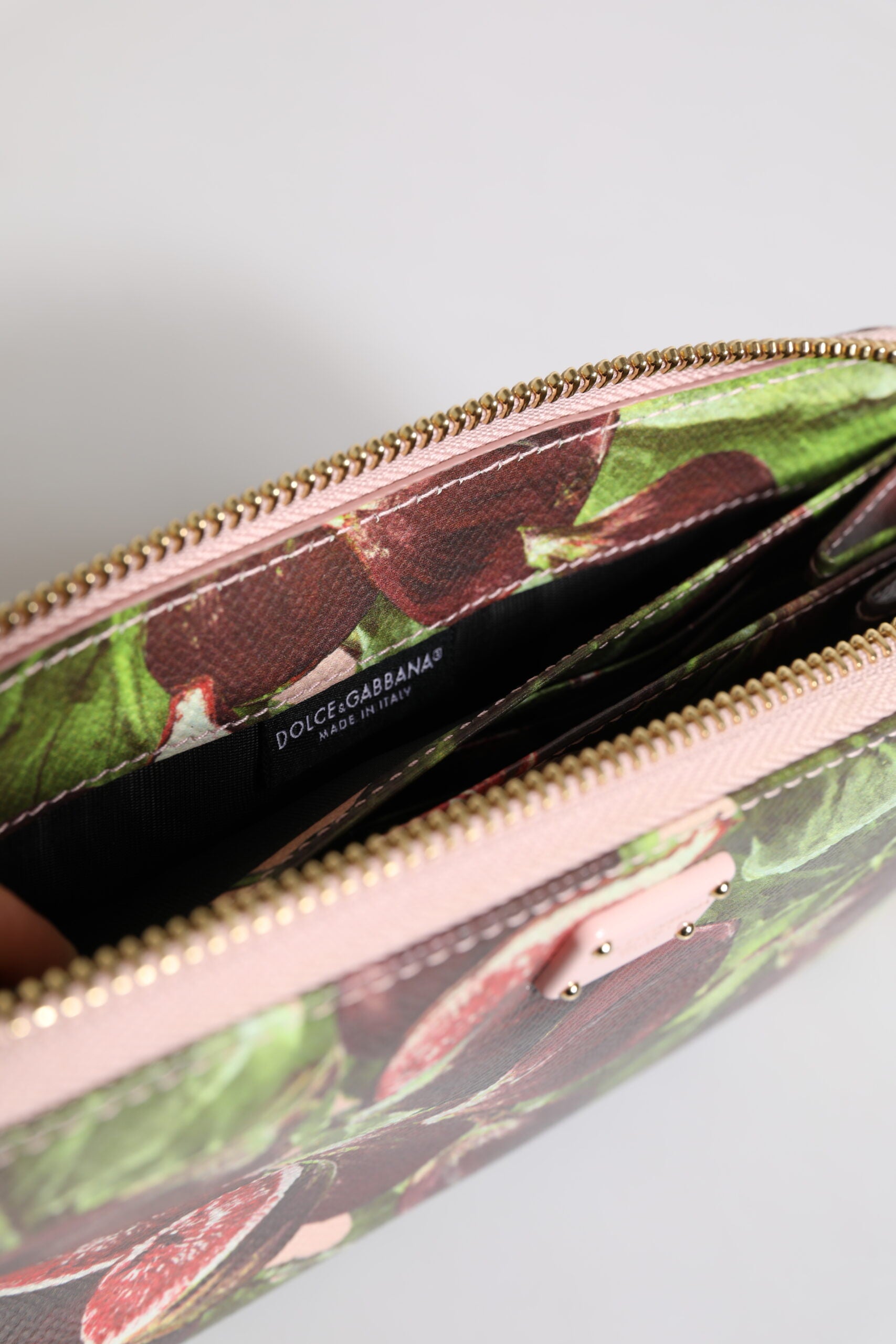 Dolce &amp; Gabbana Multicolor Fig Fruit Dauphine Leather Zip Around Continental Wallet