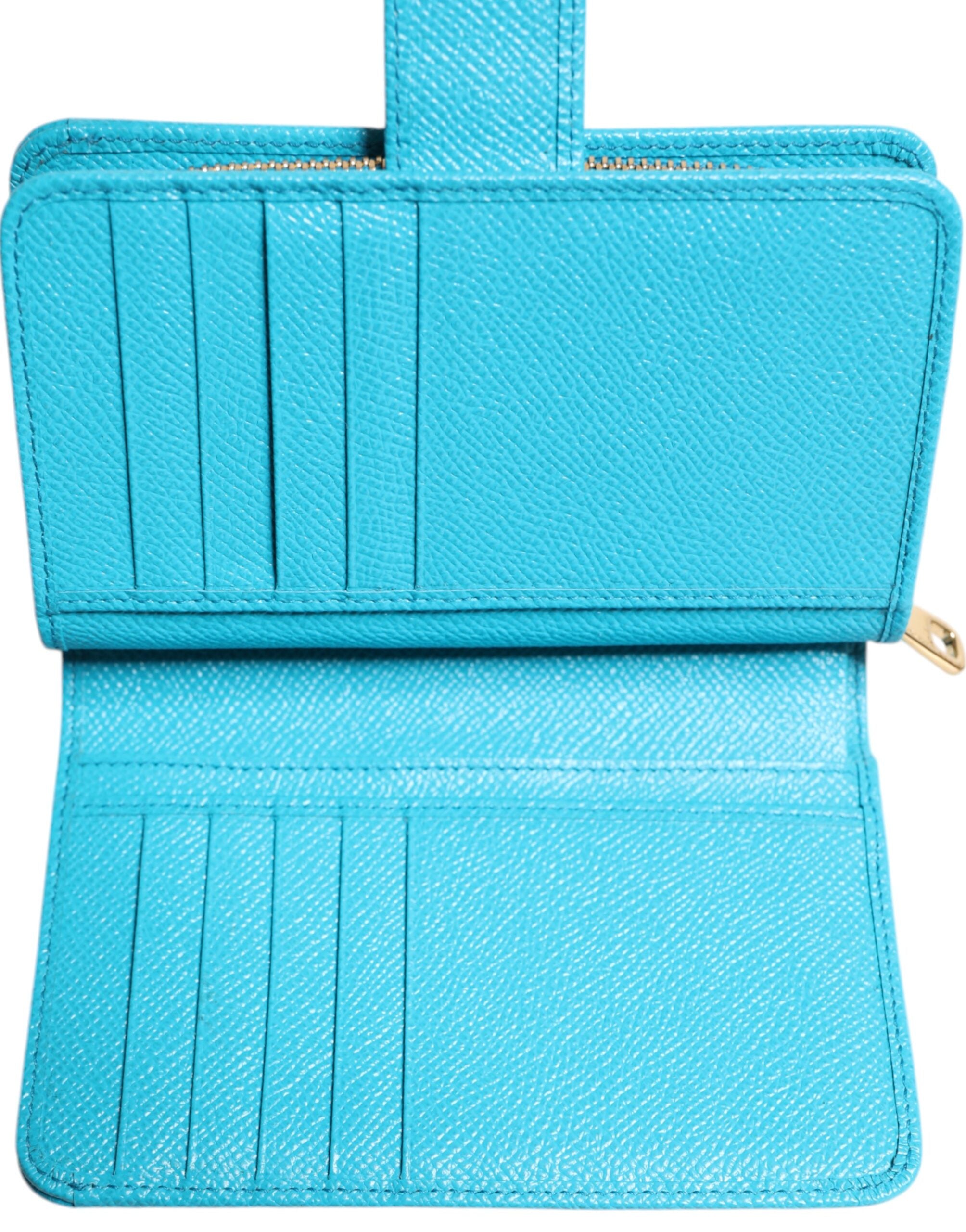 Dolce &amp; Gabbana Light Blue Leather Bifold Continental Clutch Wallet