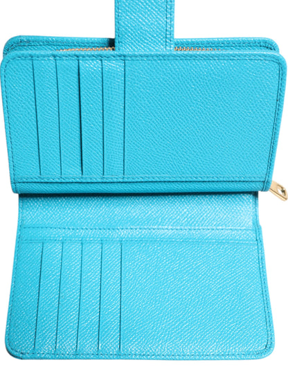 Dolce &amp; Gabbana Light Blue Leather Bifold Continental Clutch Wallet