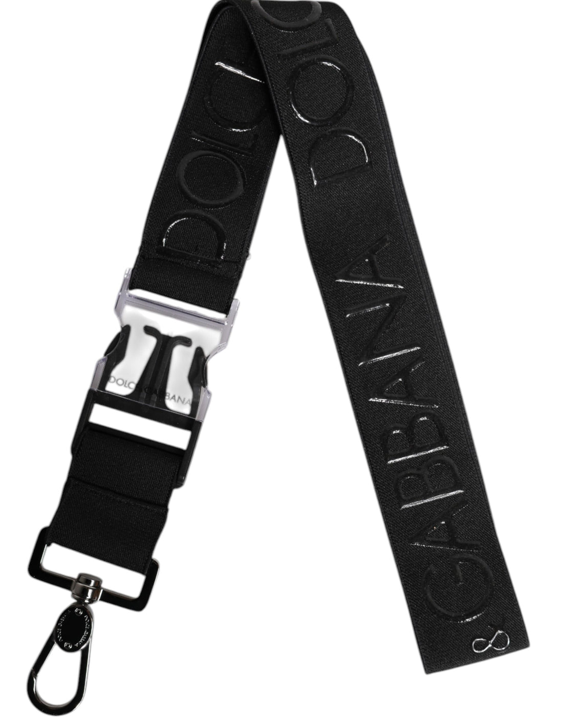 Dolce &amp; Gabbana Black Stretch Polyester Rubberised DG Logo Keychain