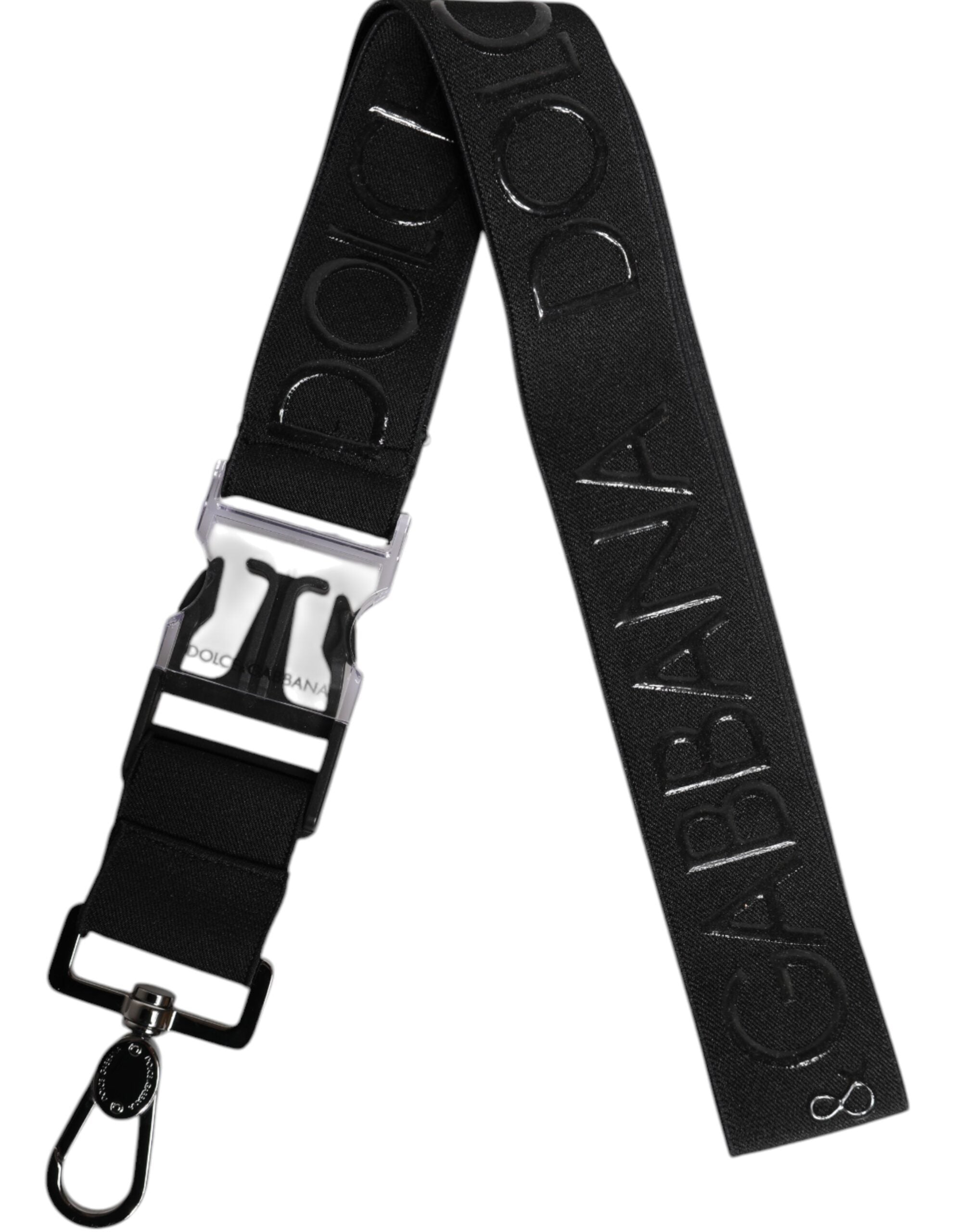 Dolce &amp; Gabbana Black Stretch Polyester Rubberised DG Logo Keychain