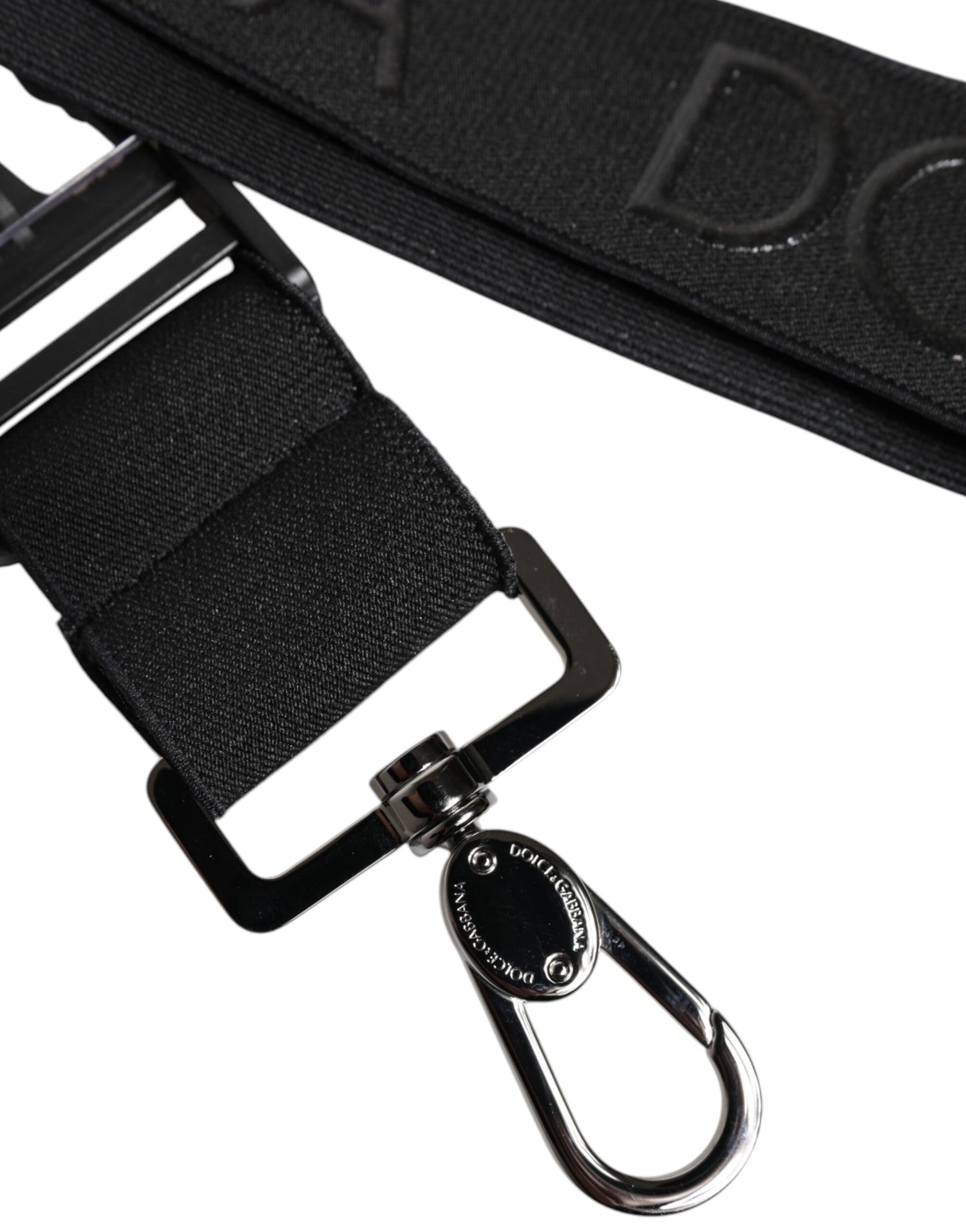 Dolce &amp; Gabbana Black Stretch Polyester Rubberised DG Logo Keychain