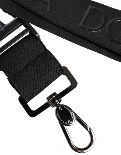 Dolce &amp; Gabbana Black Stretch Polyester Rubberised DG Logo Keychain