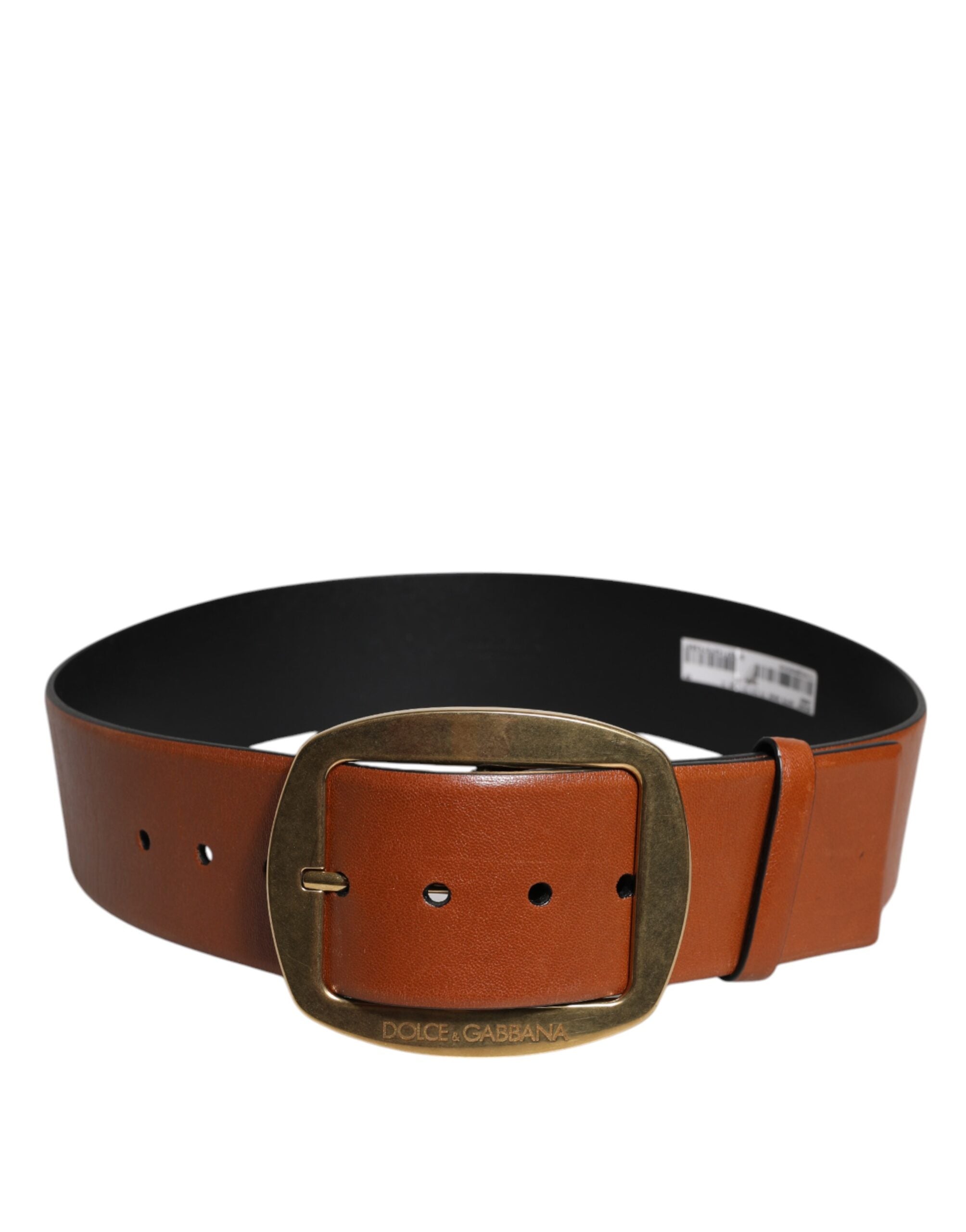 Dolce &amp; Gabbana Brown Leather Gold Metal Buckle Classic Belt