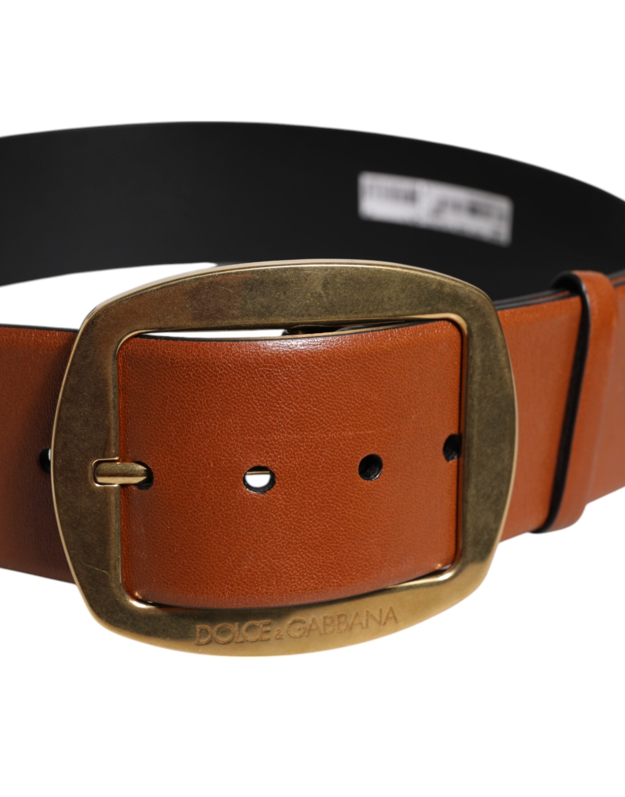 Dolce &amp; Gabbana Brown Leather Gold Metal Buckle Classic Belt