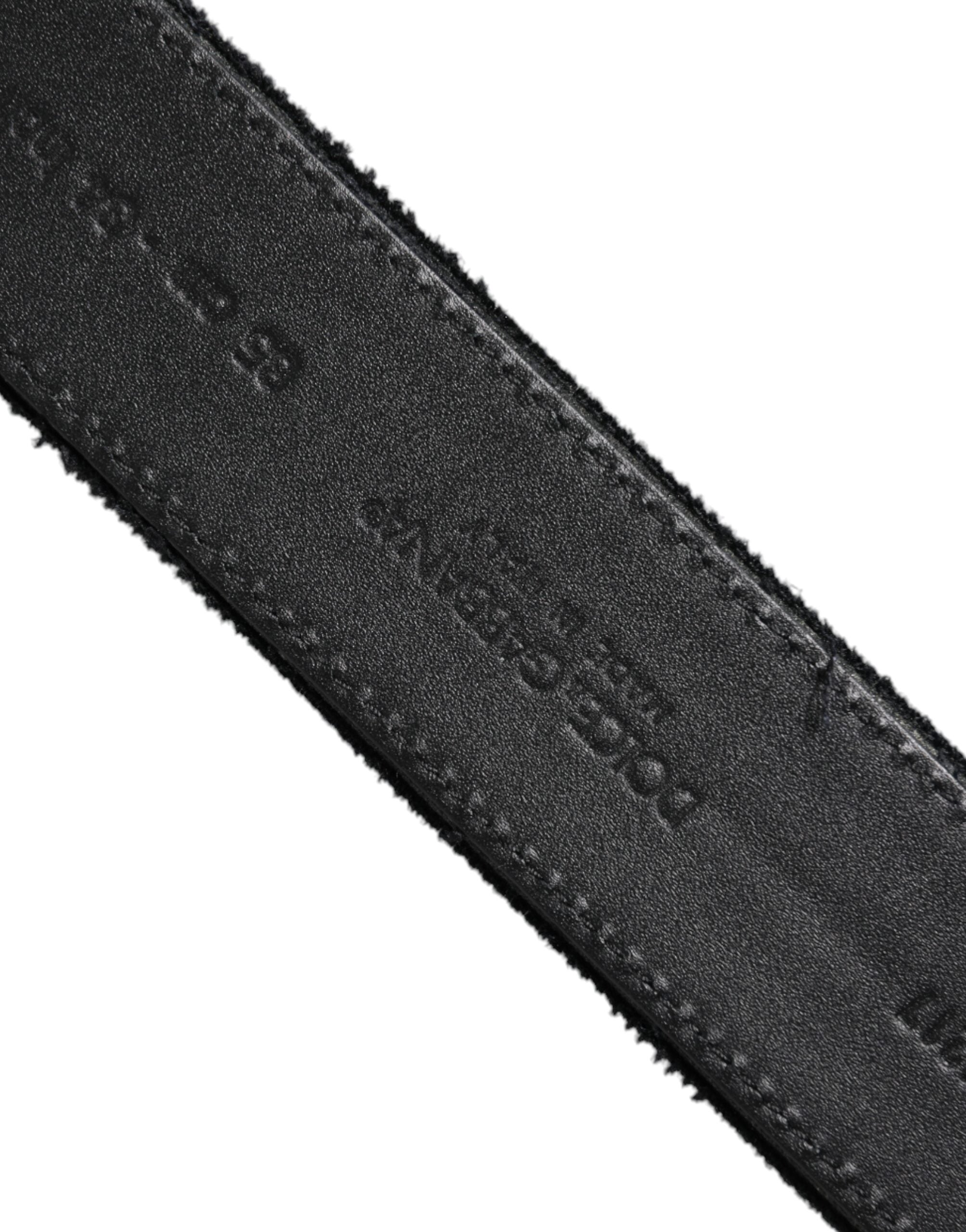 Dolce &amp; Gabbana Black Cotton Silver Tone Metal Buckle Belt
