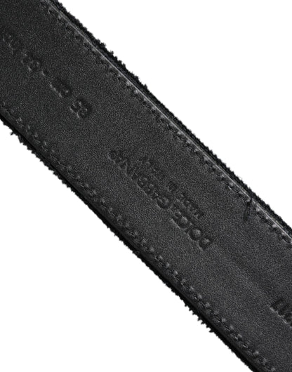 Dolce &amp; Gabbana Black Cotton Silver Tone Metal Buckle Belt