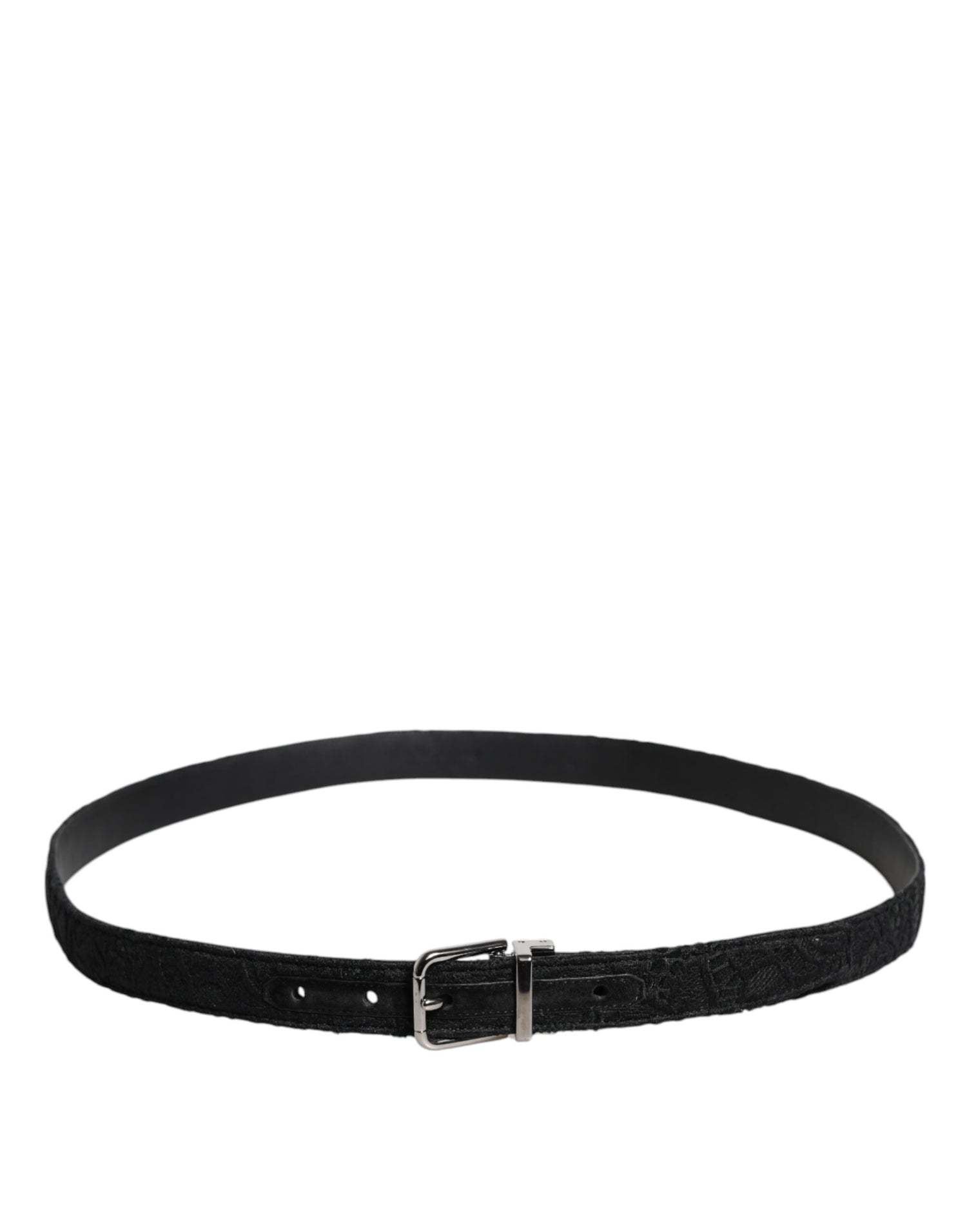 Dolce &amp; Gabbana Black Cotton Blend Silver Metal Buckle Belt