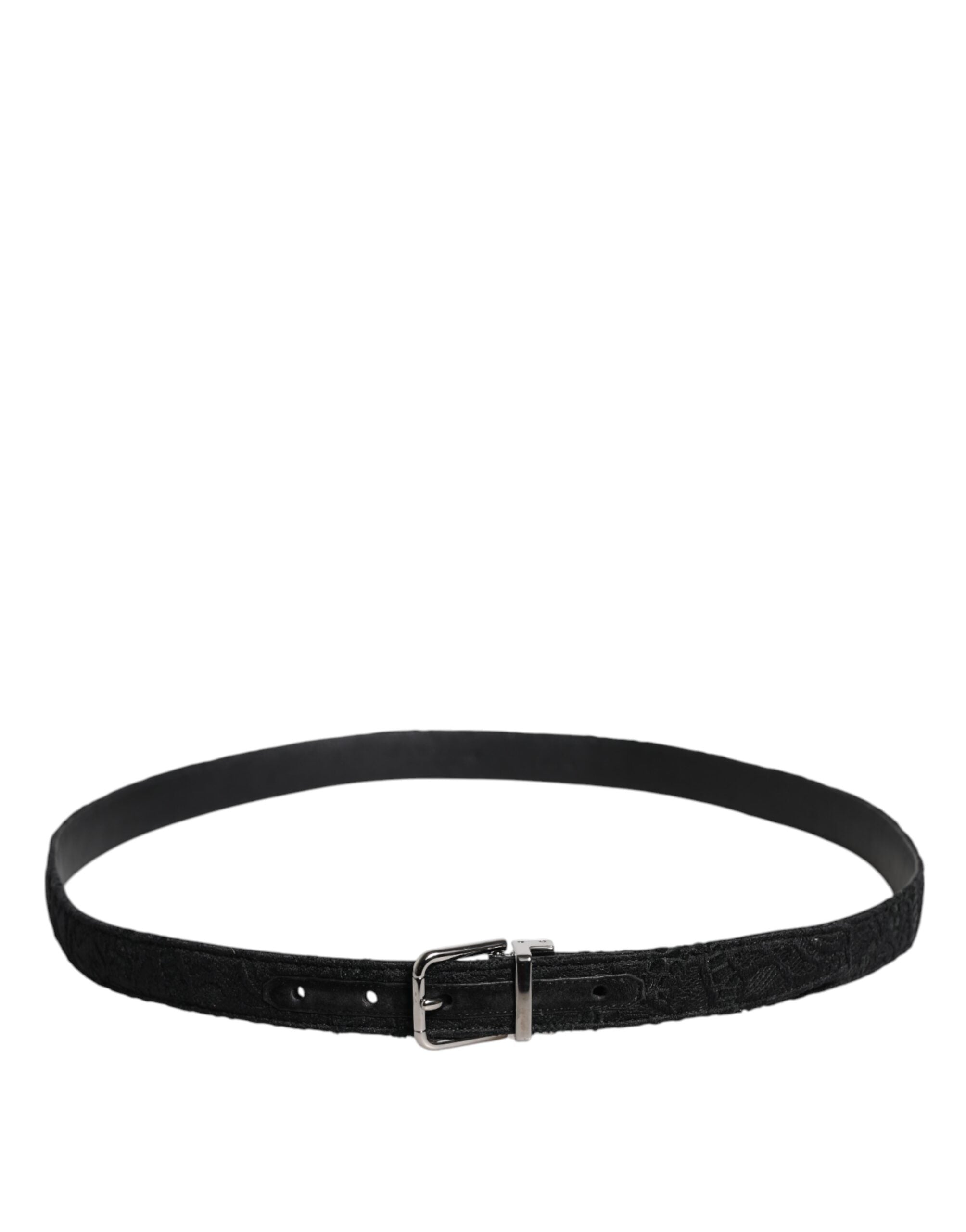 Dolce &amp; Gabbana Black Cotton Blend Silver Metal Buckle Belt