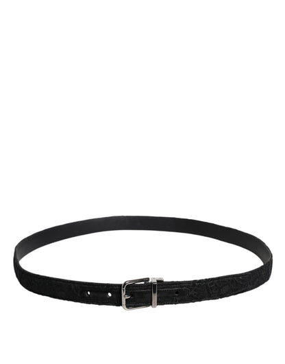 Dolce &amp; Gabbana Black Cotton Blend Silver Metal Buckle Belt