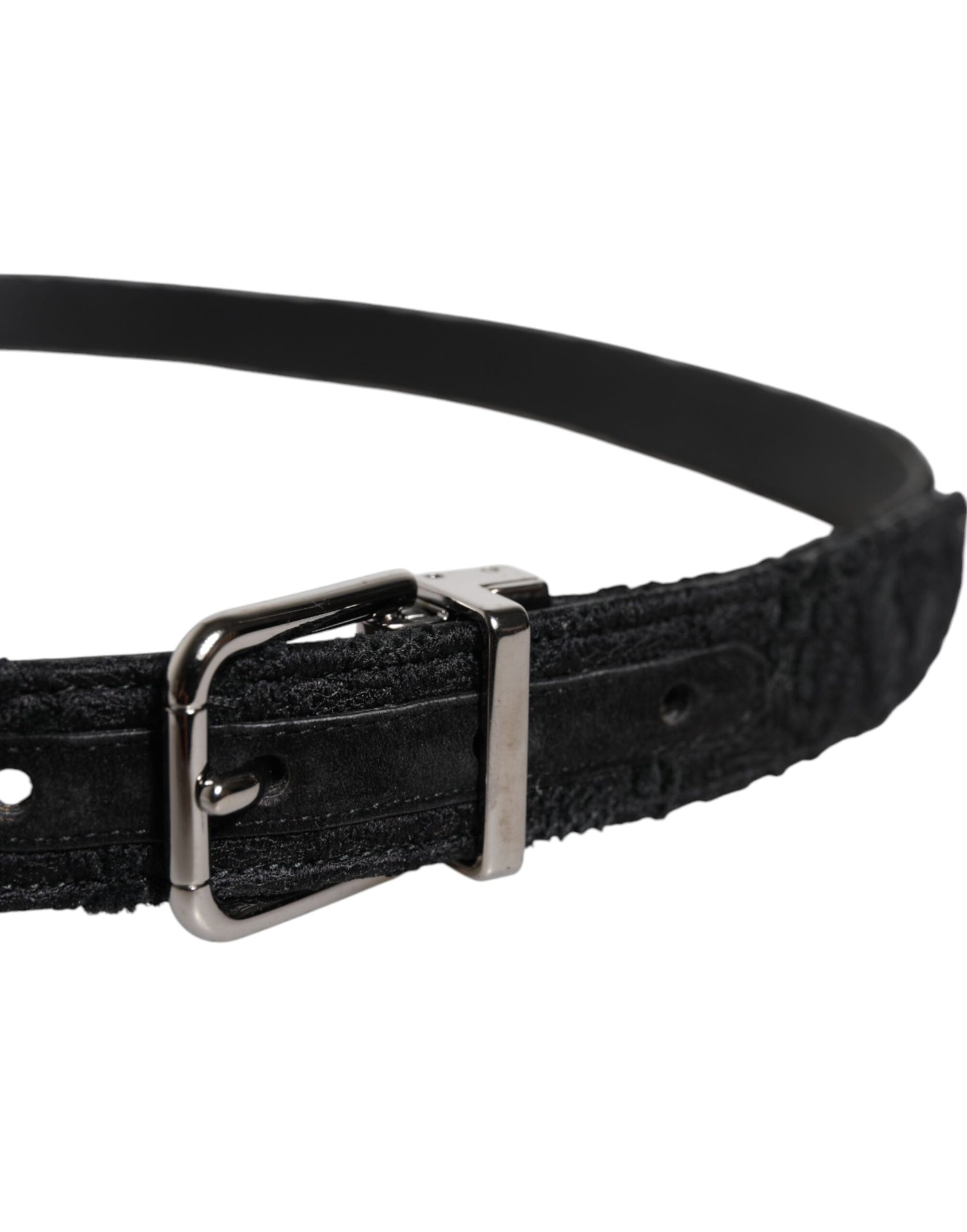 Dolce &amp; Gabbana Black Cotton Blend Silver Metal Buckle Belt
