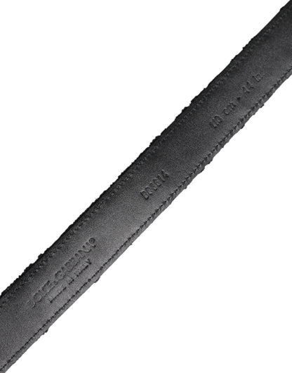 Dolce &amp; Gabbana Black Cotton Blend Silver Metal Buckle Belt