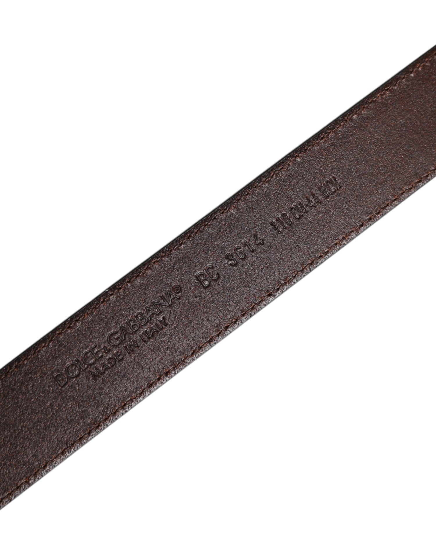 Dolce &amp; Gabbana Brown Leather Silver Metal Buckle Belt