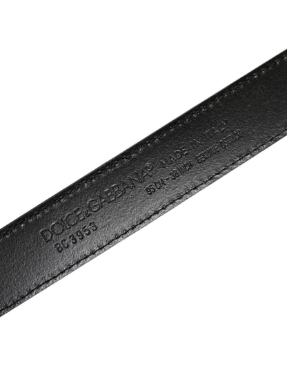 Dolce &amp; Gabbana Green Leather Silver Tone Metal Buckle Belt