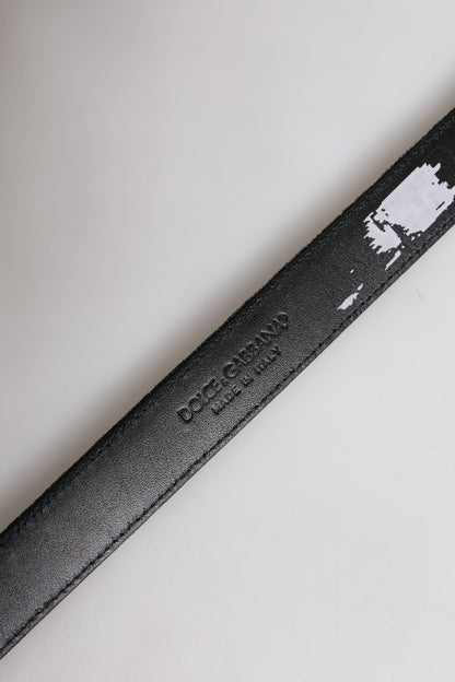 Dolce &amp; Gabbana Black Leather Metal Buckle Classic Belt