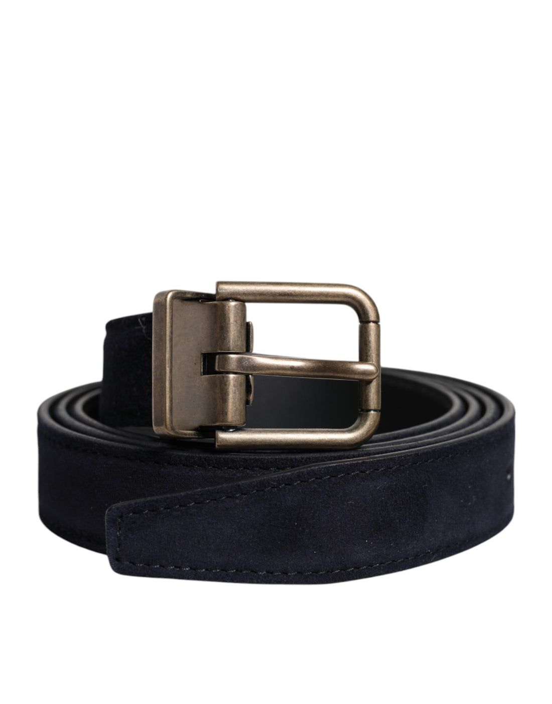 Dolce &amp; Gabbana Black Goat Leather Metal Buckle Classic Belt
