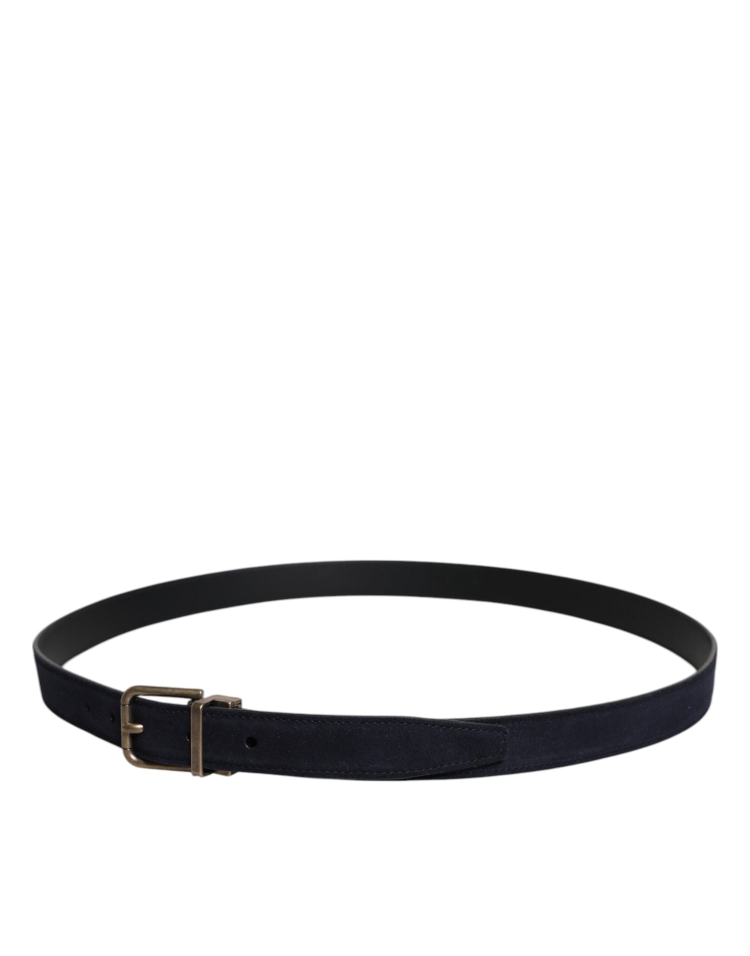 Dolce &amp; Gabbana Black Goat Leather Metal Buckle Classic Belt