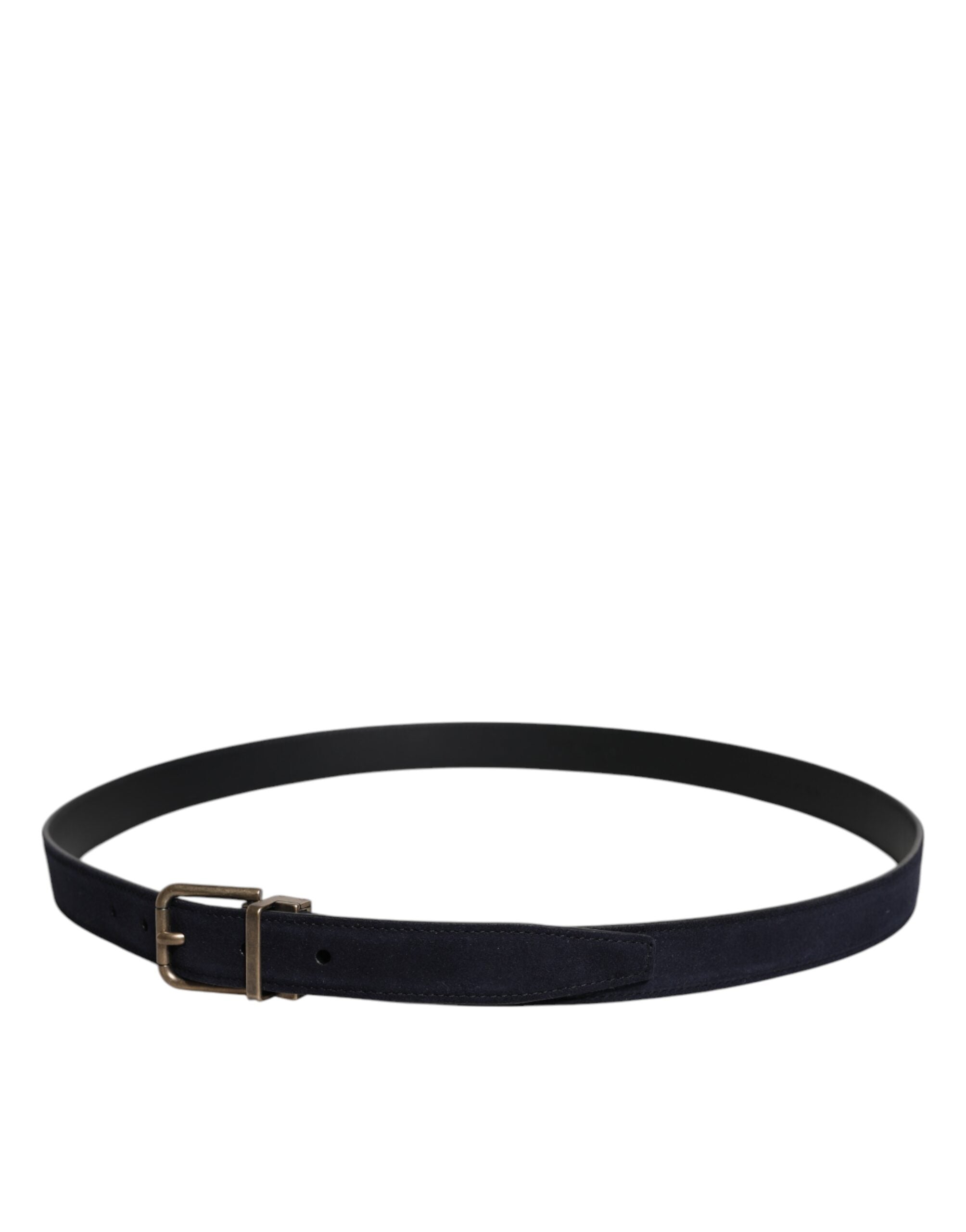 Dolce &amp; Gabbana Black Goat Leather Metal Buckle Classic Belt