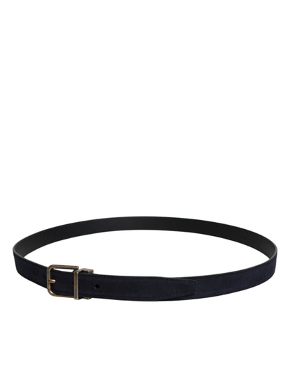 Dolce &amp; Gabbana Black Goat Leather Metal Buckle Classic Belt