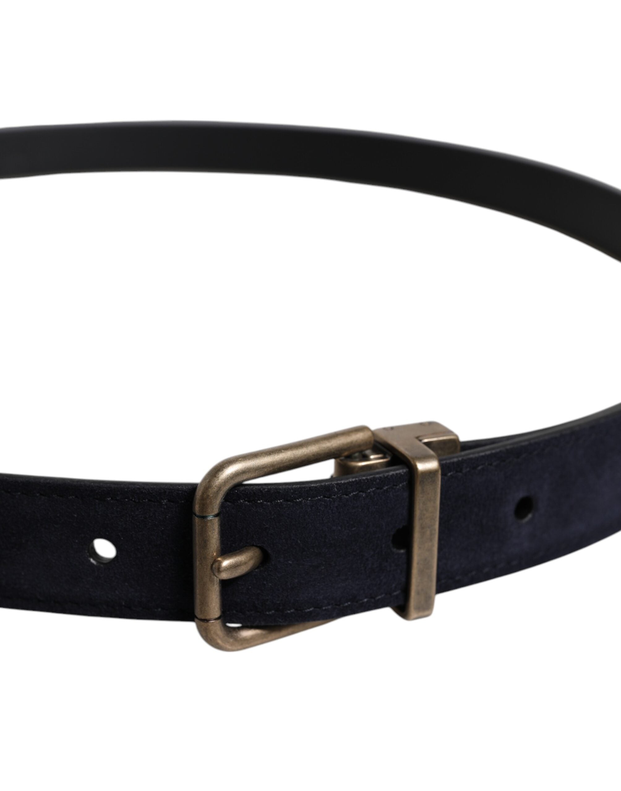 Dolce &amp; Gabbana Black Goat Leather Metal Buckle Classic Belt