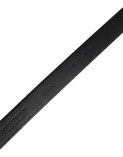 Dolce &amp; Gabbana Black Goat Leather Metal Buckle Classic Belt