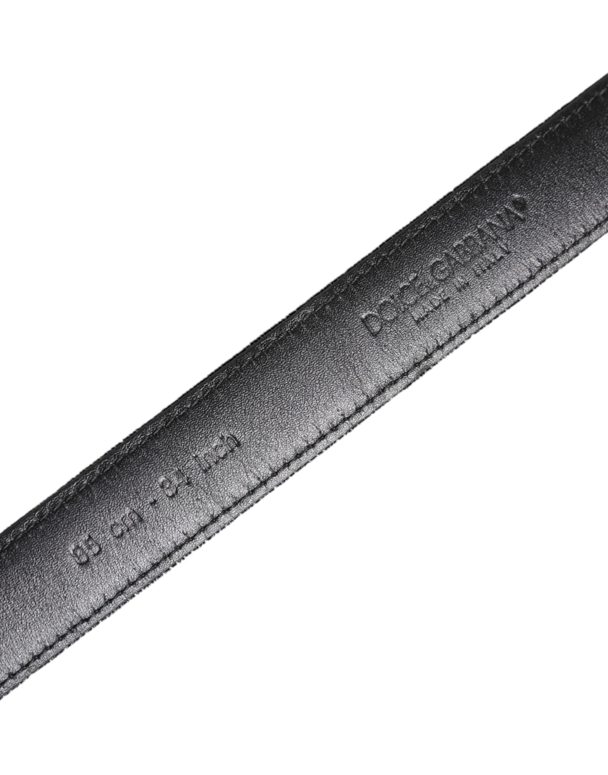 Dolce &amp; Gabbana Black Leather Metal Buckle Classic Belt