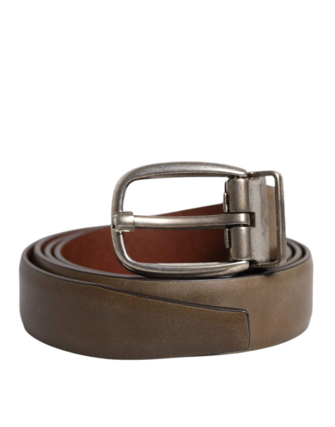 Dolce &amp; Gabbana Brown Leather Classic Metal Logo Buckle Belt