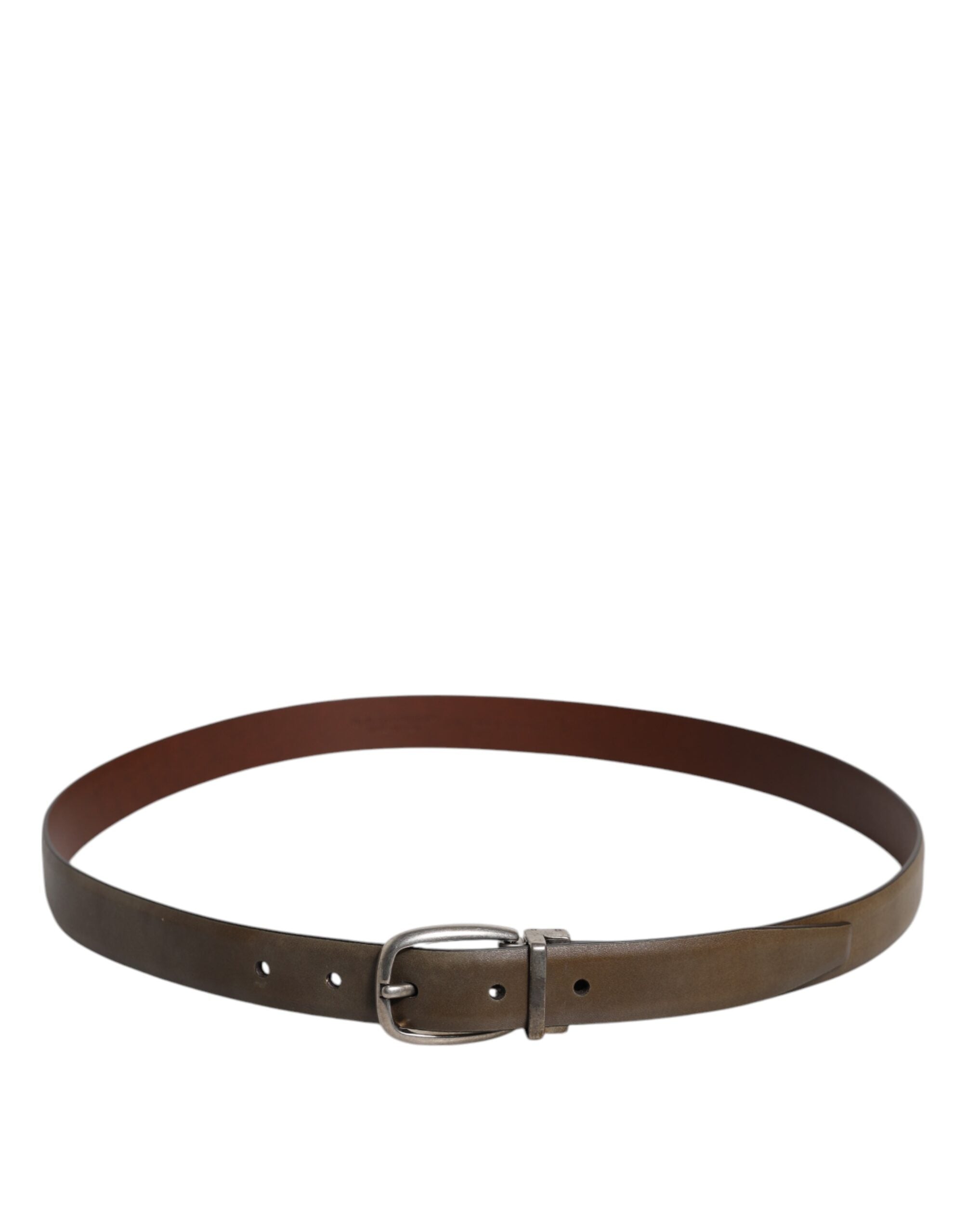 Dolce &amp; Gabbana Brown Leather Classic Metal Logo Buckle Belt